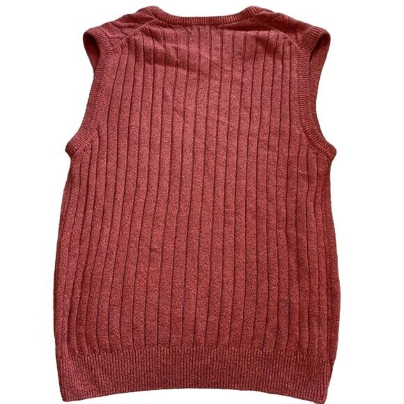 Lyle and Scott Sweater Vest Cable Knit Burnt Orange combed Cotton Size Medium - Picture 3 of 7